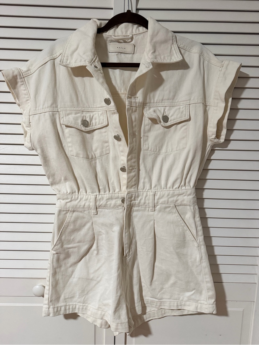 Blank NYC White Denim Utility Romper Size S